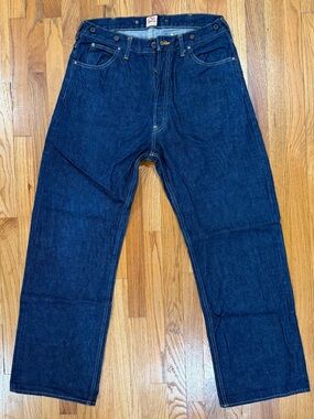 Chinala Straight Fit Selvedge  Back Buckle Denim Jeans
